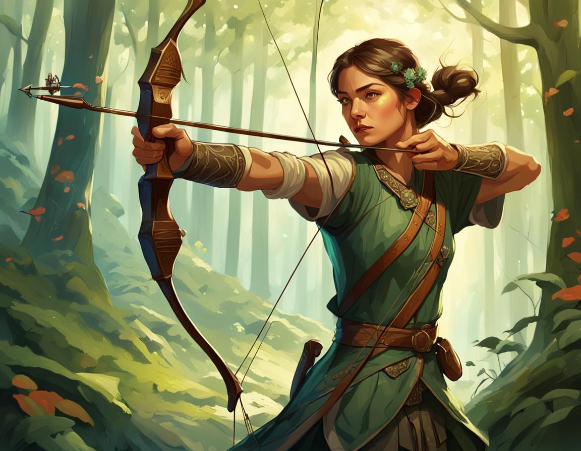 Archer in Fantasy Forest: Digital Art