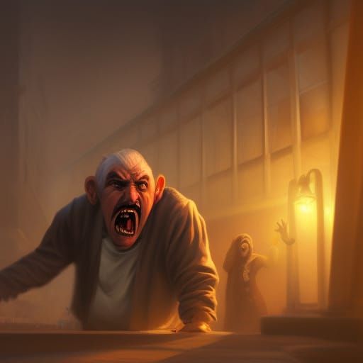 Distressed Old Man Screaming: Dystopian Art