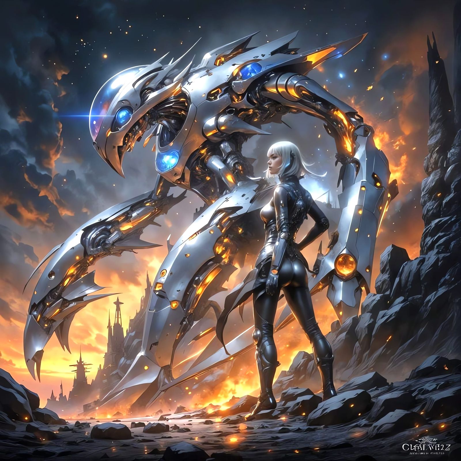 Anime Mecha battle duo