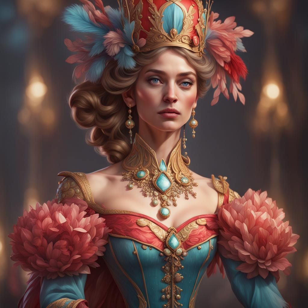 Detailed Portrait of a Nutcracker Woman in Splash Art