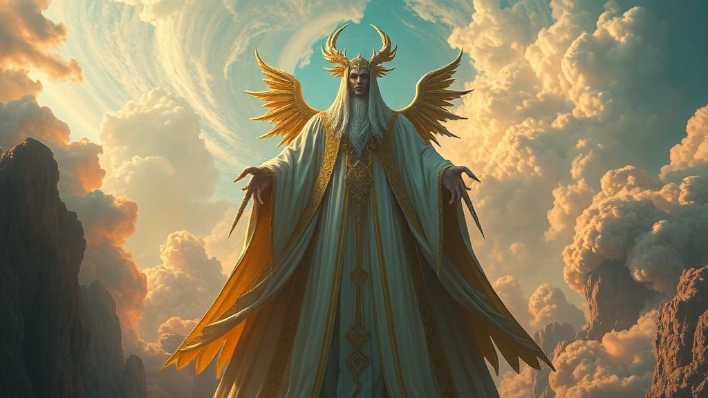 Majestic Nephilim in a Dramatic Sci-Fi Landscape