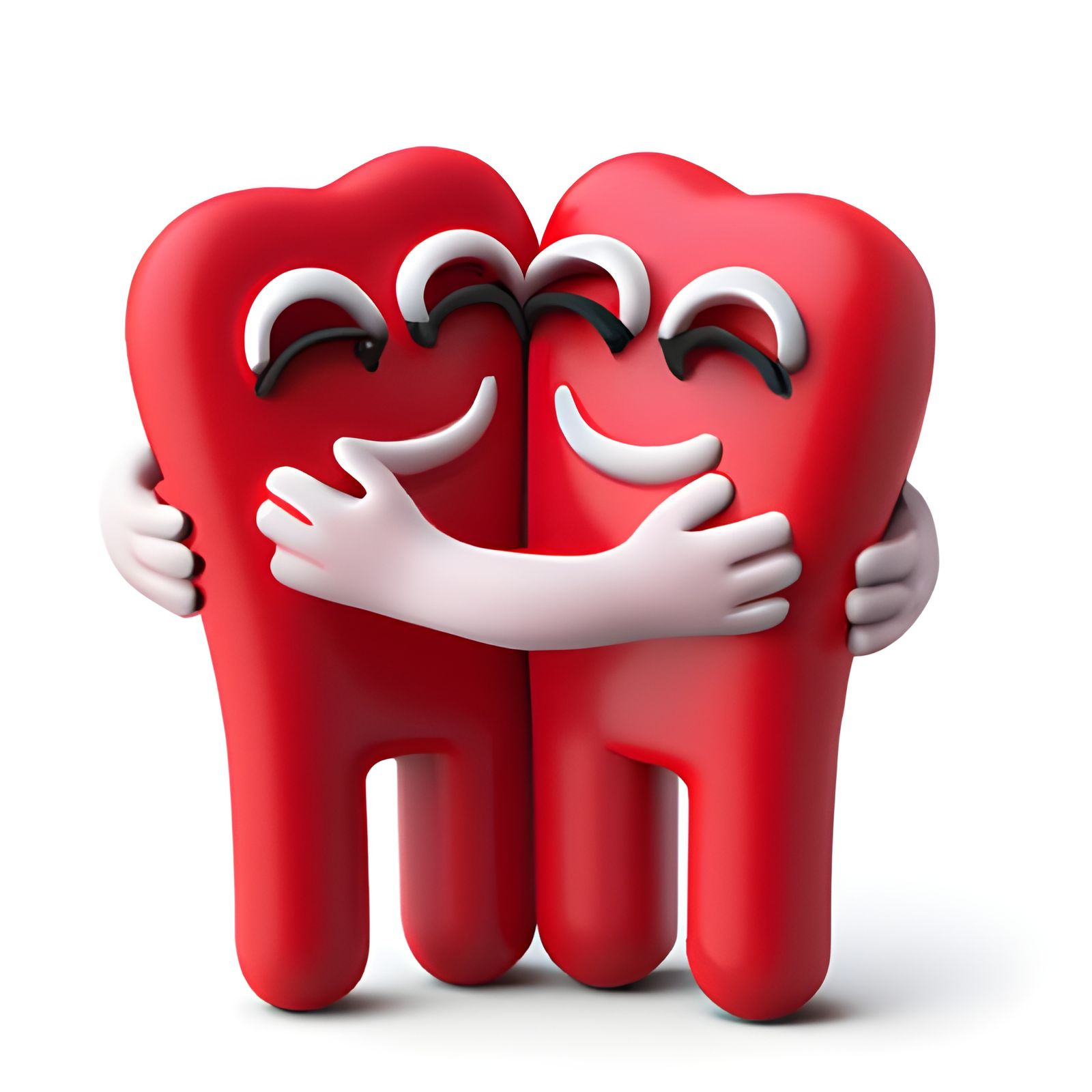 Two Red 3D Emojis Hugging