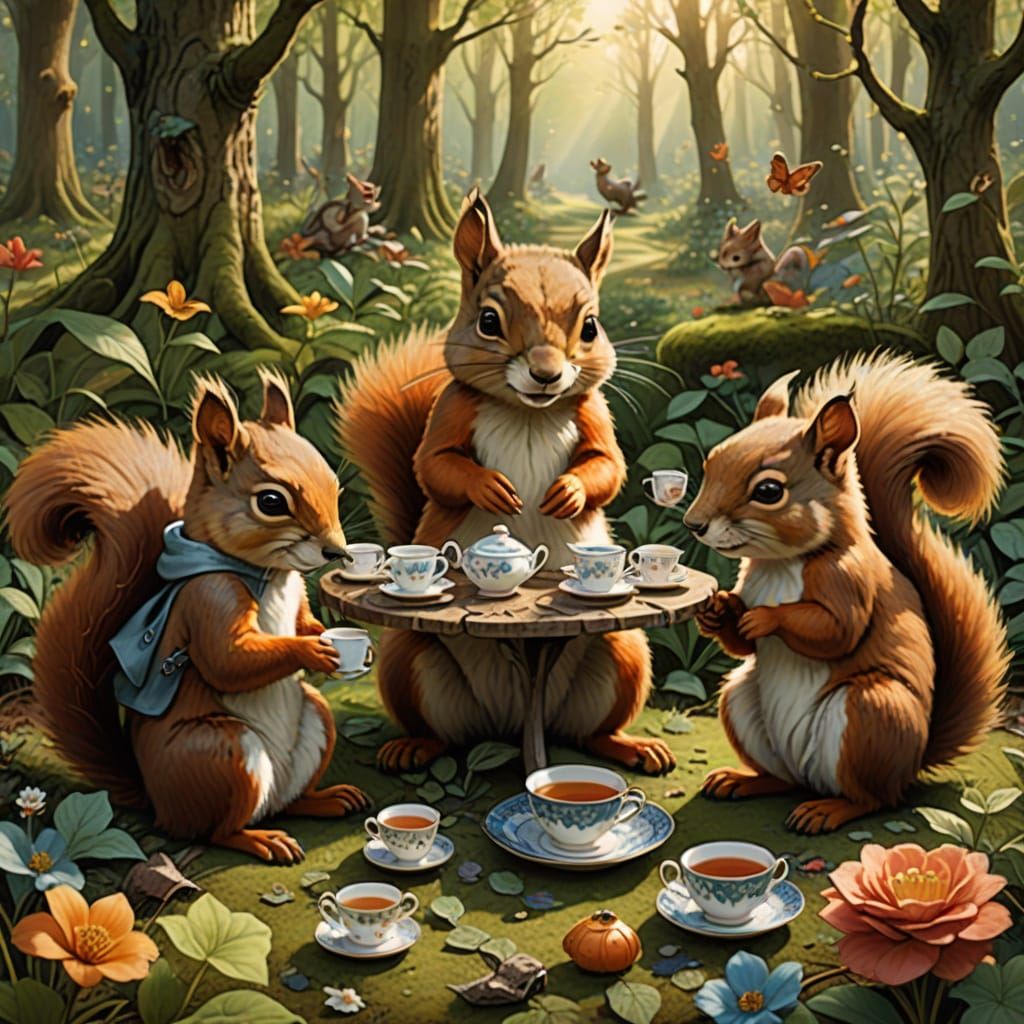 Whimsical Tea Party with Forest Animals