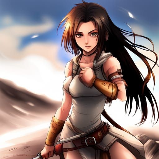 Realistic Anime Female Warrior with Scar