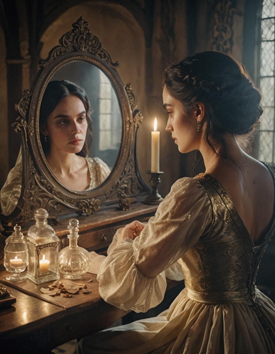 Nostalgic Medieval Lady Portrait in Old Masters Style