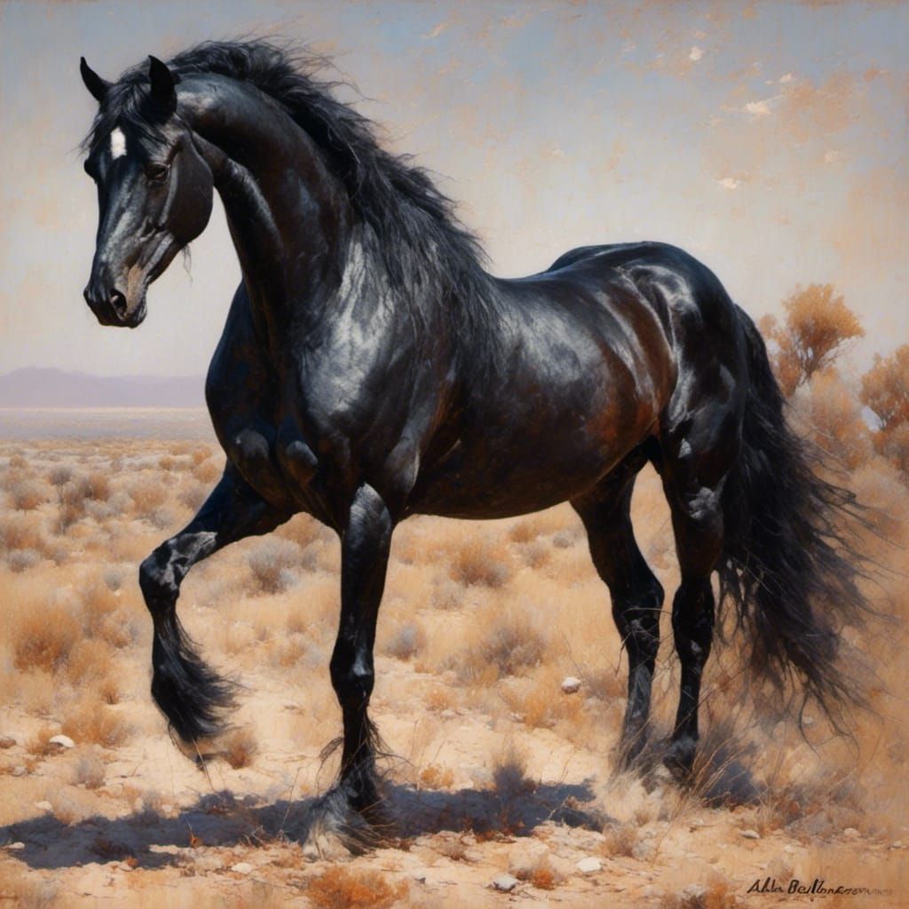 Striking Black Arabian Horse Portrait