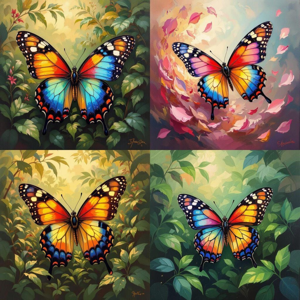 Lost Butterfly in Oil Painting Style