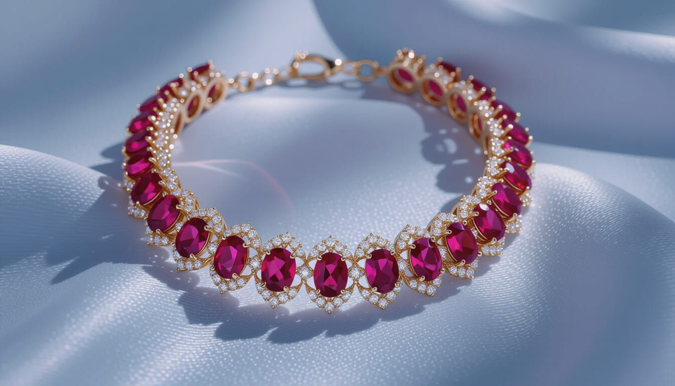 Regal Lady with Ruby Diamond Necklace in 3D Style