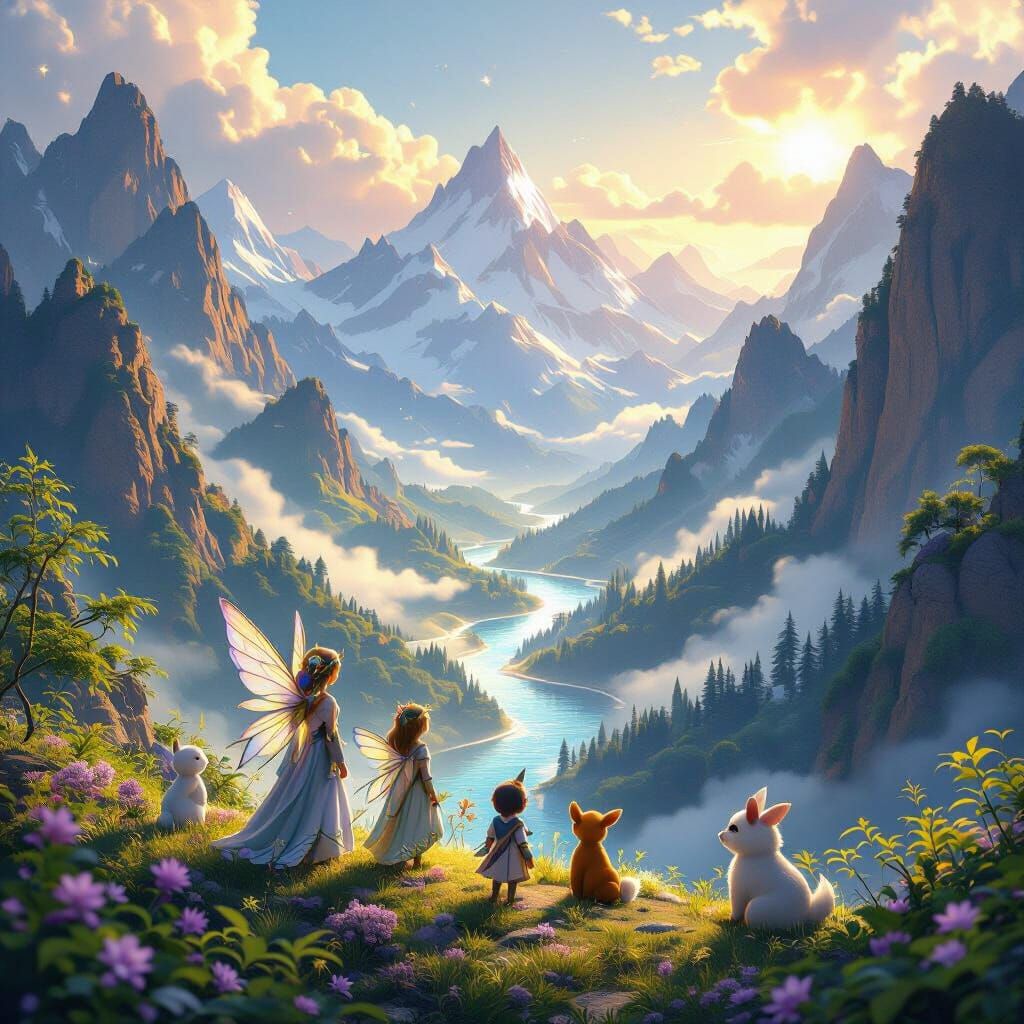 Magical Valley with Fairies, Wizards, and Talking Animals