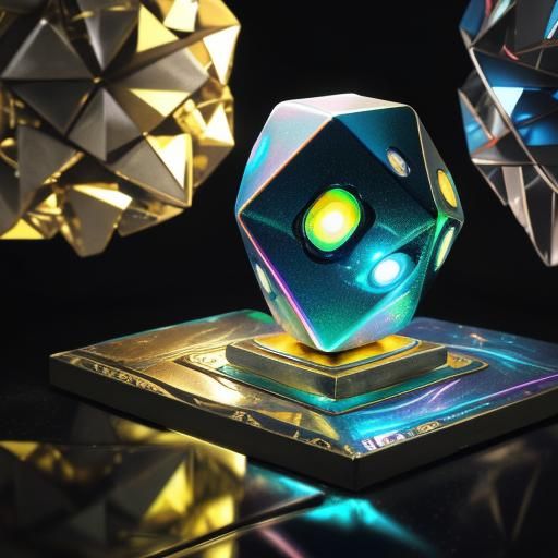 Metal Cube in Dreamlike Seaborg-Inspired Surrealism