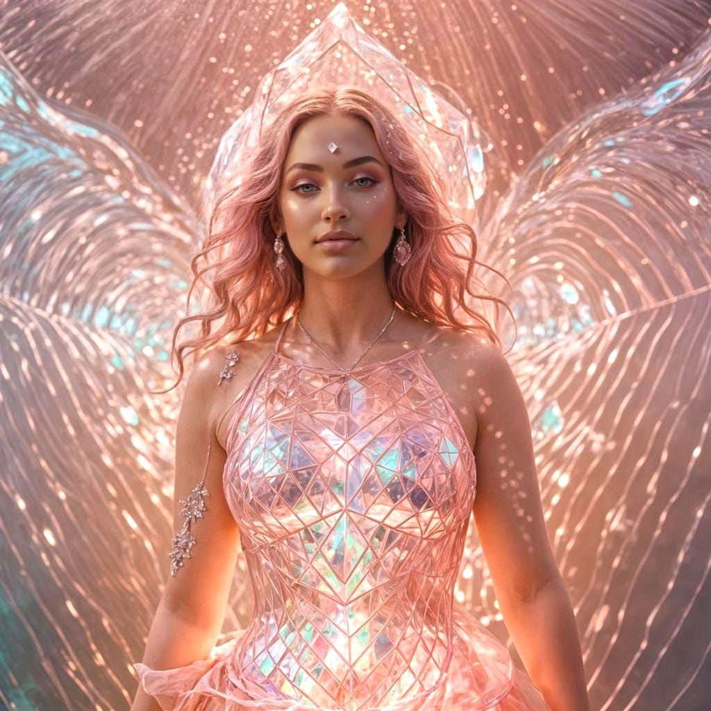 Curvy Divine Feminine Figure in Holographic Pink