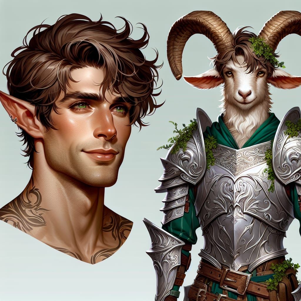 Satyr Paladin in Feywild Armor with Battle Hammer