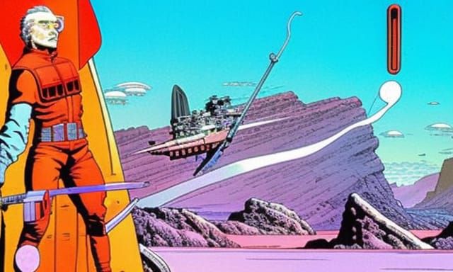 Surreal Landscape in Moebius Style