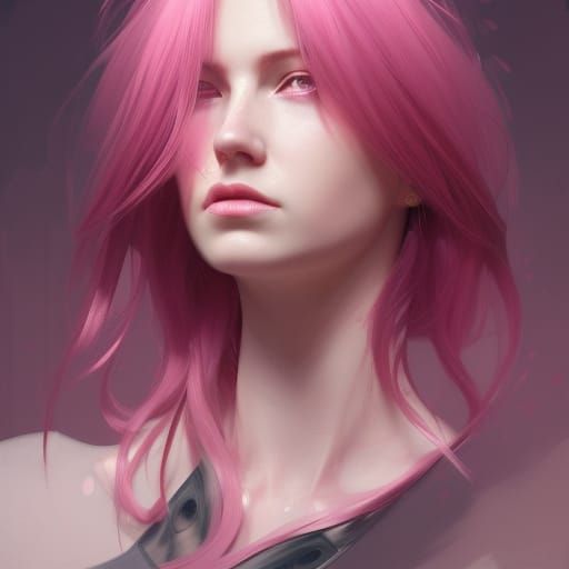 Woman with Pink Hair: Hyperdetailed Digital Portrait