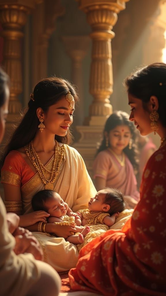 Newborn Royal Babies in Indian Palace Nursery