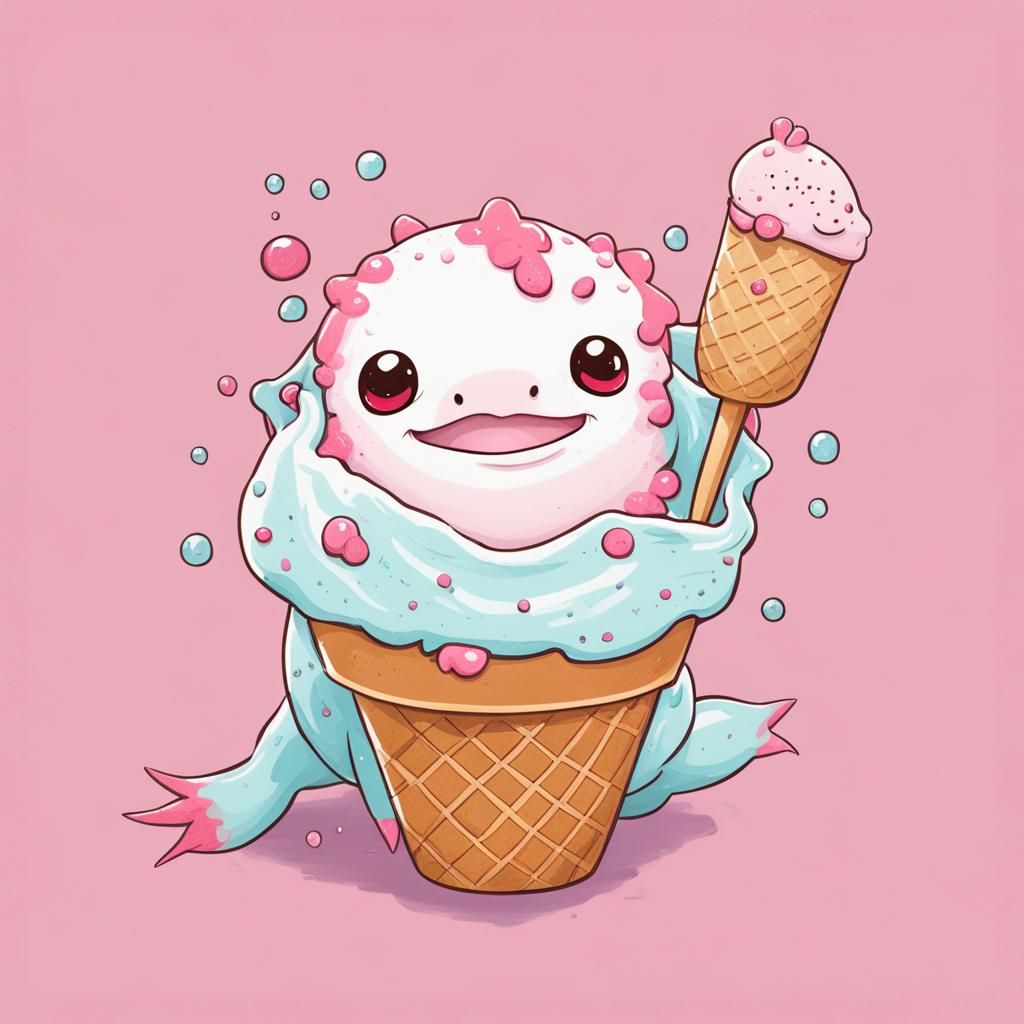 Cute Axolotl Ice Cream Creation
