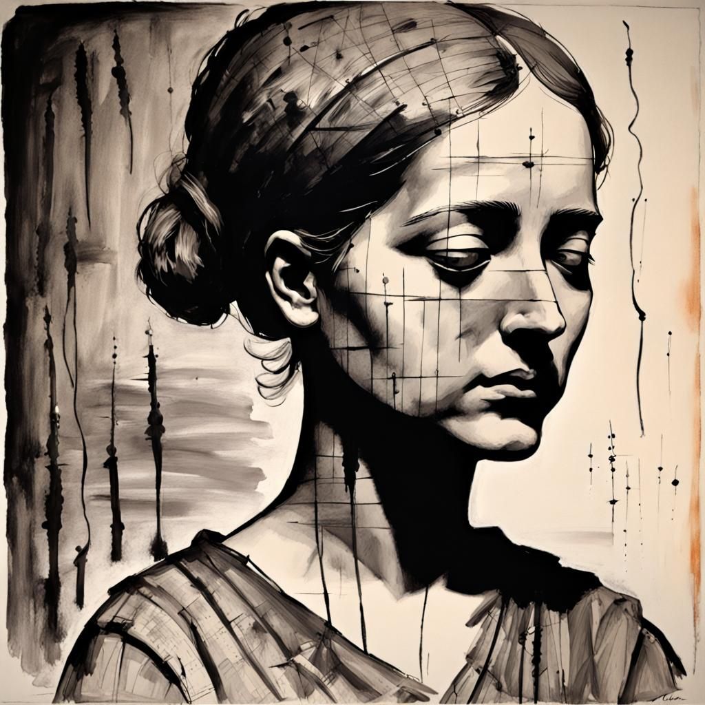 Girl in Secret Garden Inspired by Bauhaus Art