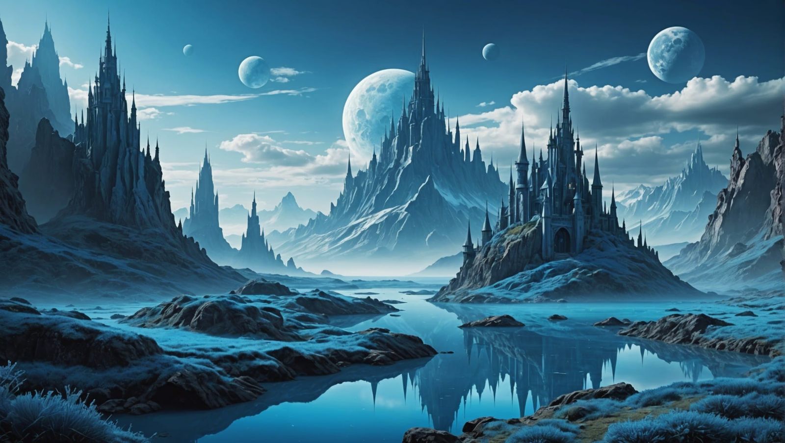 Surreal Blue Fantasy Landscape
