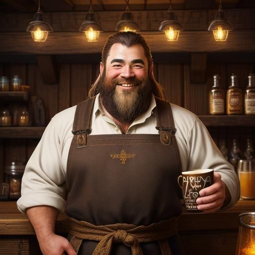 Dwarf Innkeeper Illustration in Warcraft-Inspired Style