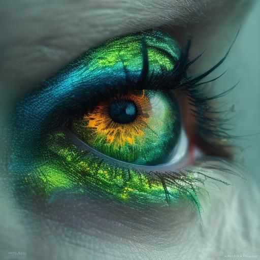 Demonic Reflection in Blue Eye: Dark Fantasy Art