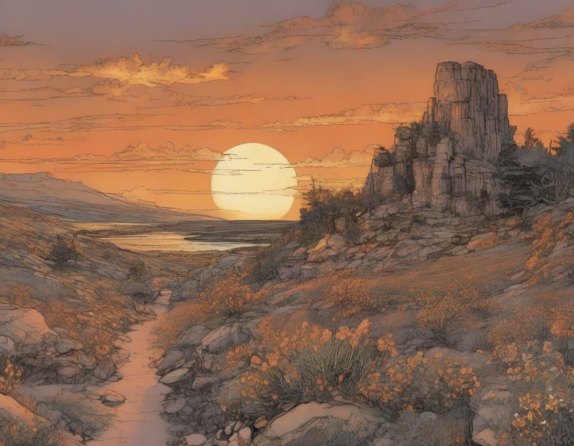 Ethereal Utah Landscape in Vibrant Sunset Hues