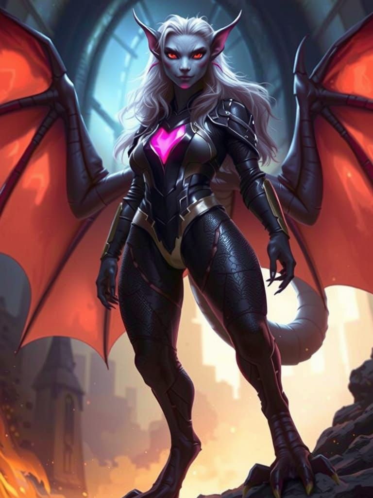 Dark Gothic Siren with Wings and Gargoyle Body