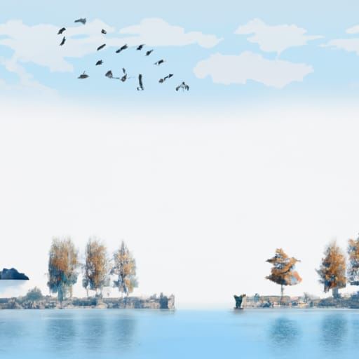 Korean Autumn Lake: Traditional Architecture in Ink Painting