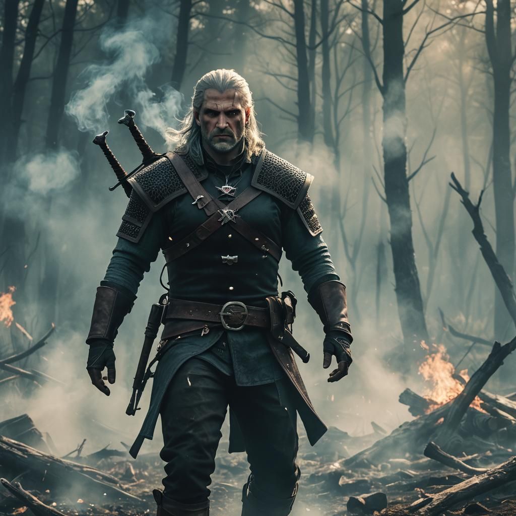 Dramatic Witcher Portrait in Cinematic Style