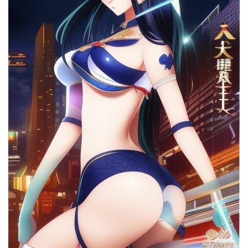 Nude Anime Girl in Manga Key Visual Style