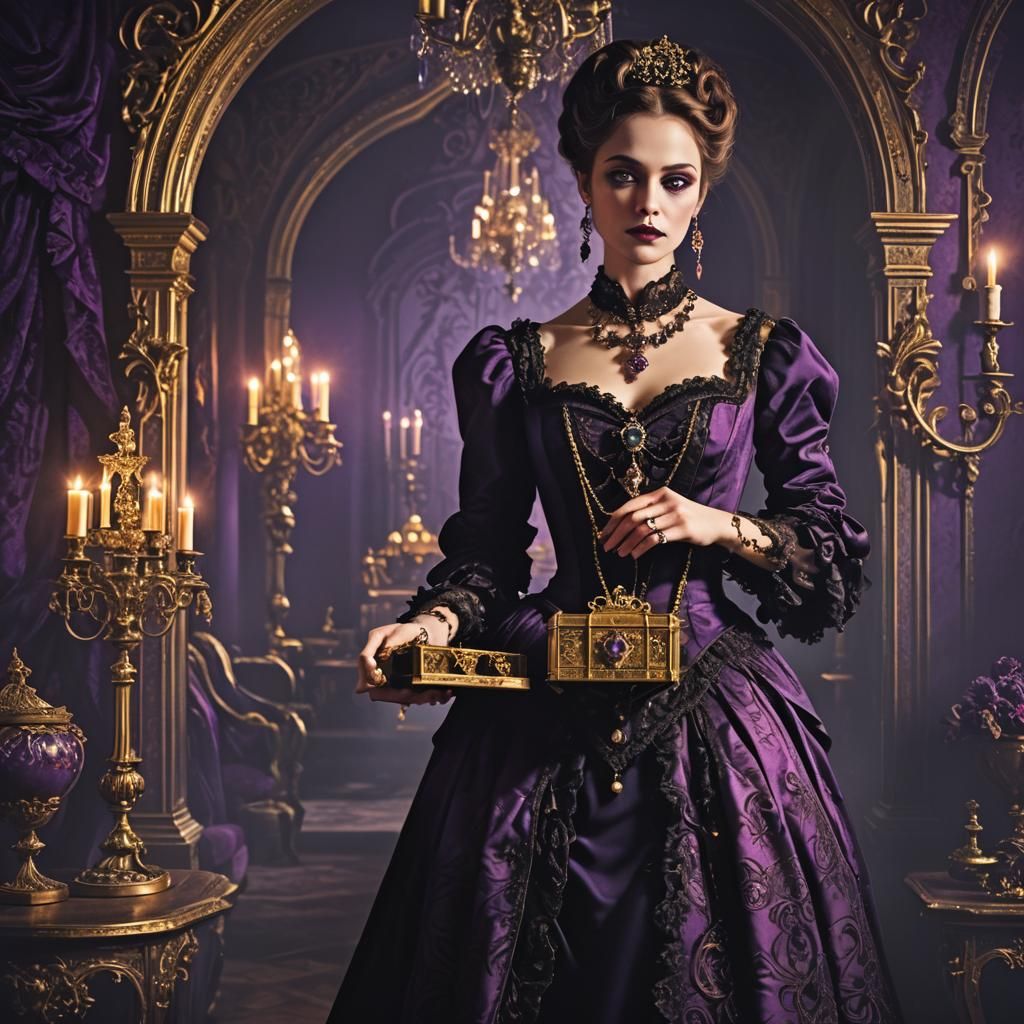 Gothic Romantic Woman in Victorian Boudoir