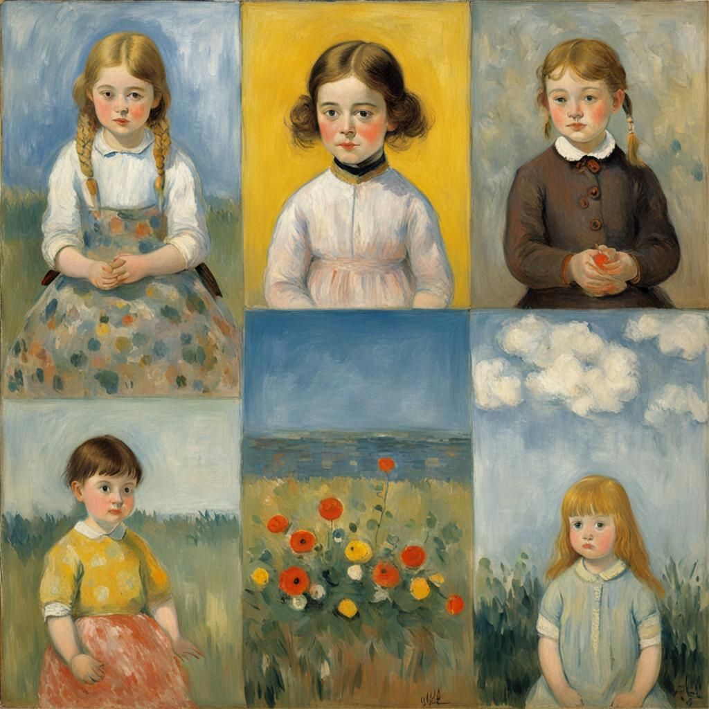 Stylized Portrait of a Young Girl in Vibrant Colors