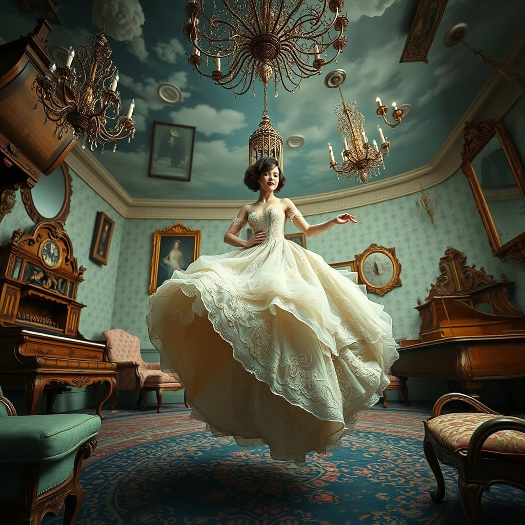 Surreal Ballgown Fantasy in a Defiant Upside-Down World