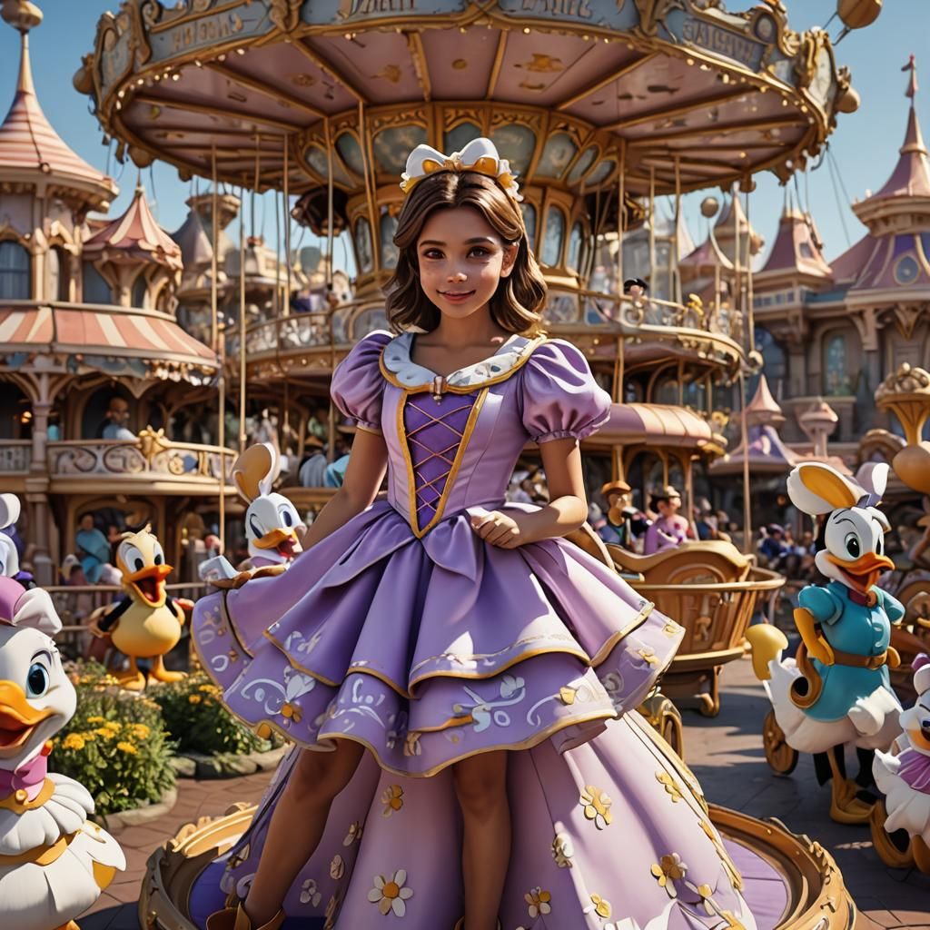 Girl in Daisy Duck Costume at Disneyland