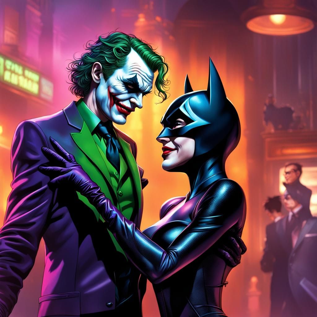 Joker, Batman, and Catwoman Tango: Hyperrealistic Art