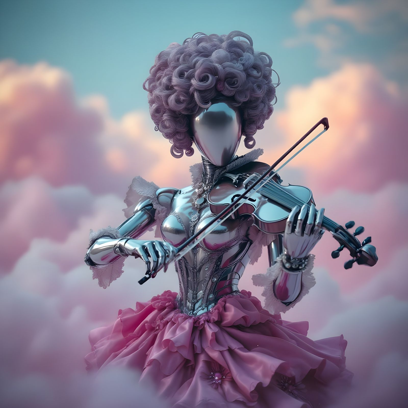 Cyberpunk Violinist in a Dreamy Victorian Dream
