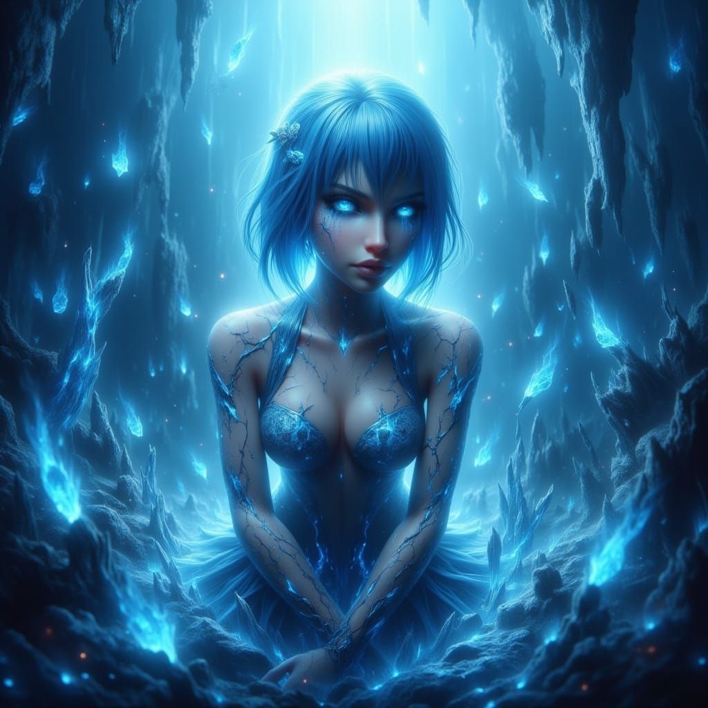 Sailor Mercury Mermaid in Shinkai-Inspired Fantasy Scene