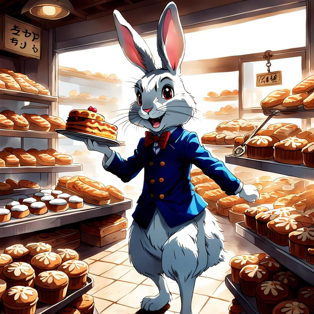 Br'er Rabbit Visits Bakery in Anime Style