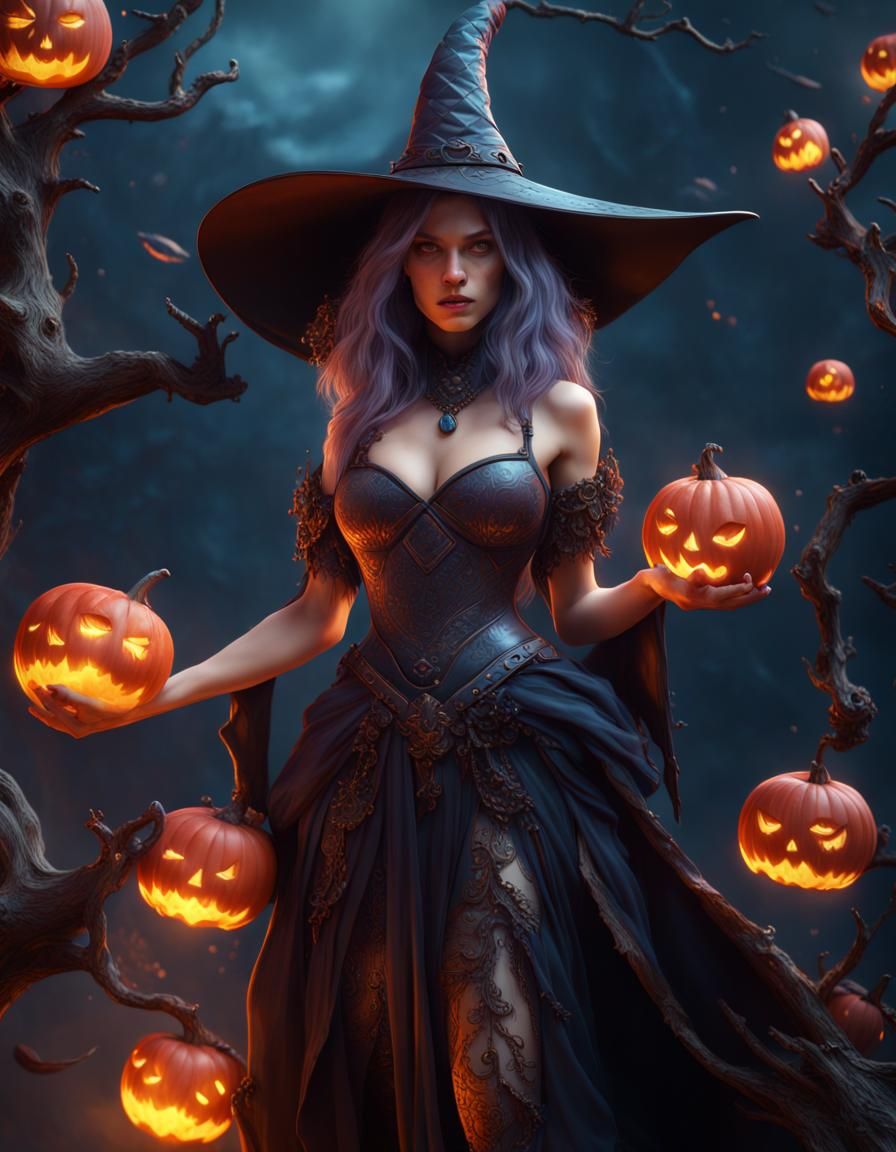 Beautiful Witch Fantasy Concept Art in 8K