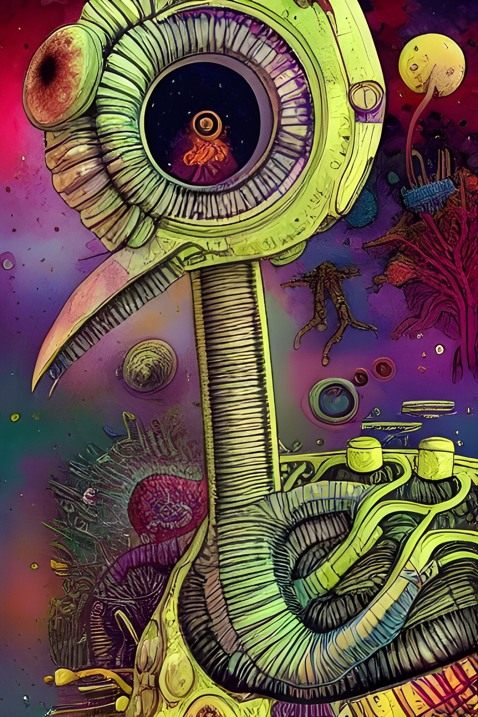 Detailed Alien Anatomy Cross-Section Illustration