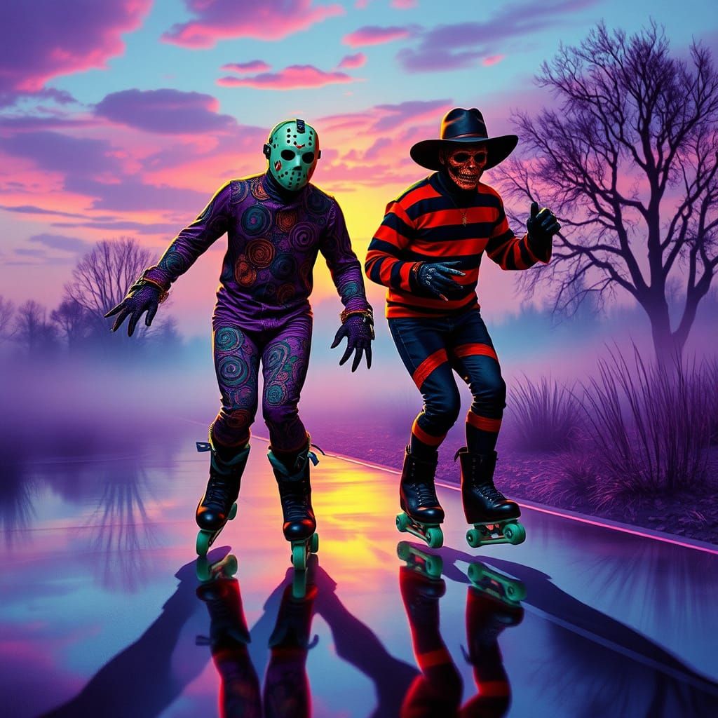 Freddy vs Jason: Psychedelic Klimt Dreamscape