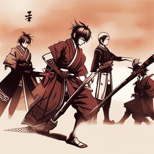 Anime Samurai Warrior in Japanese Manga Style