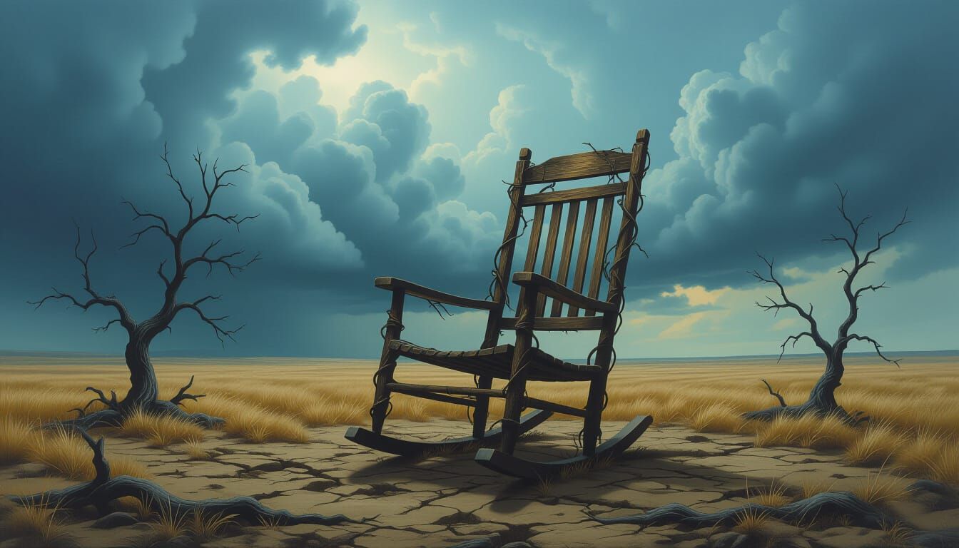 Menacing Rocking Chair in Windswept Field, Cosmic Horror