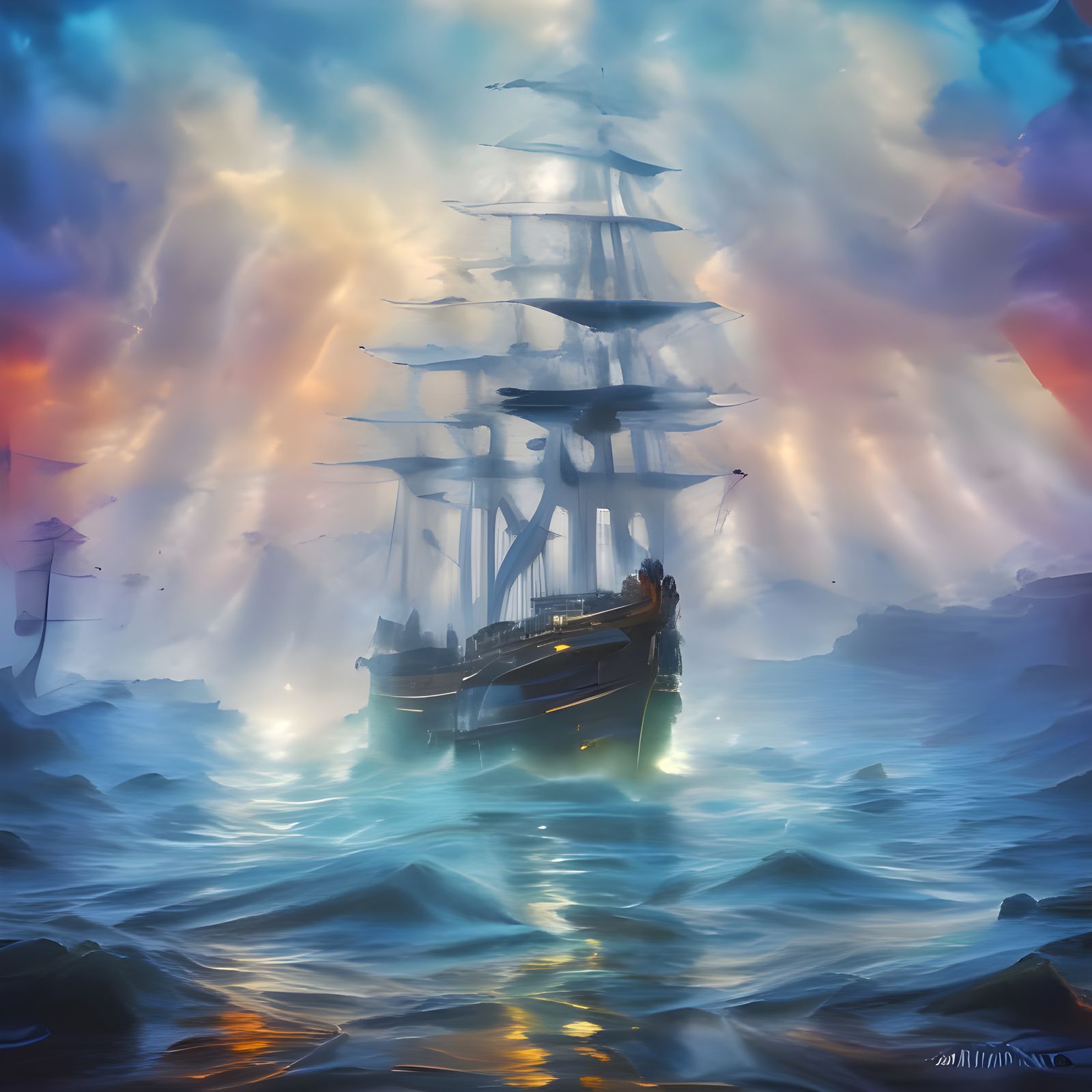 Impressionist Seascape: Glowing Sunset Over Luminous Ocean