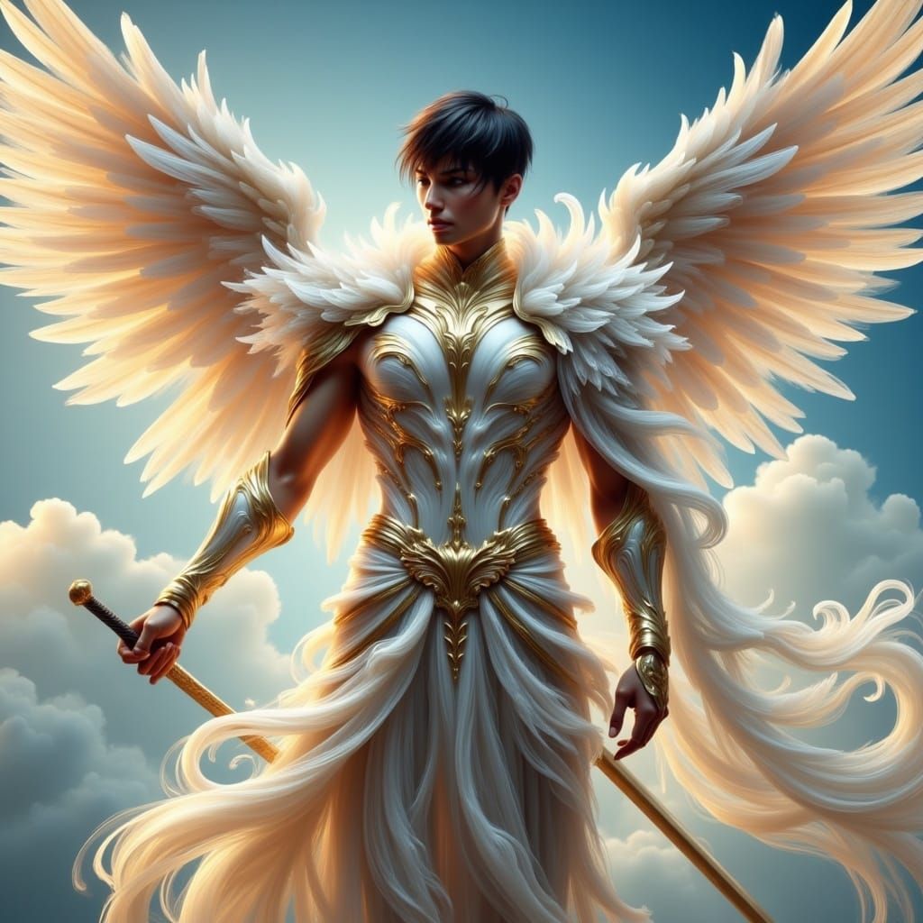 <lora:Ethereal Magic Flux:1.0> The image shows a handsome man with short black hair with a half-mask across his eyes He ...