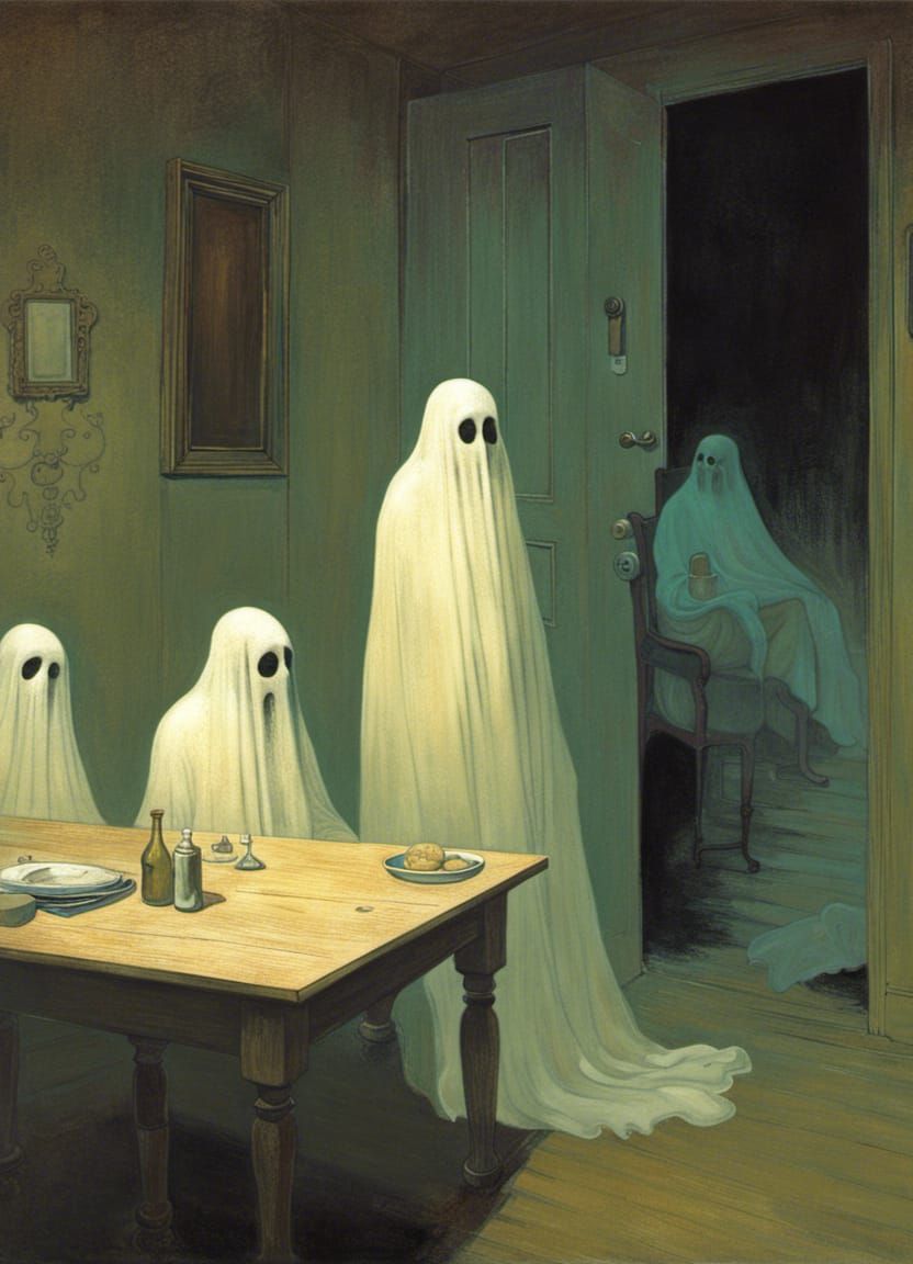 Eerie Ghosts in Haunting Dreamscape