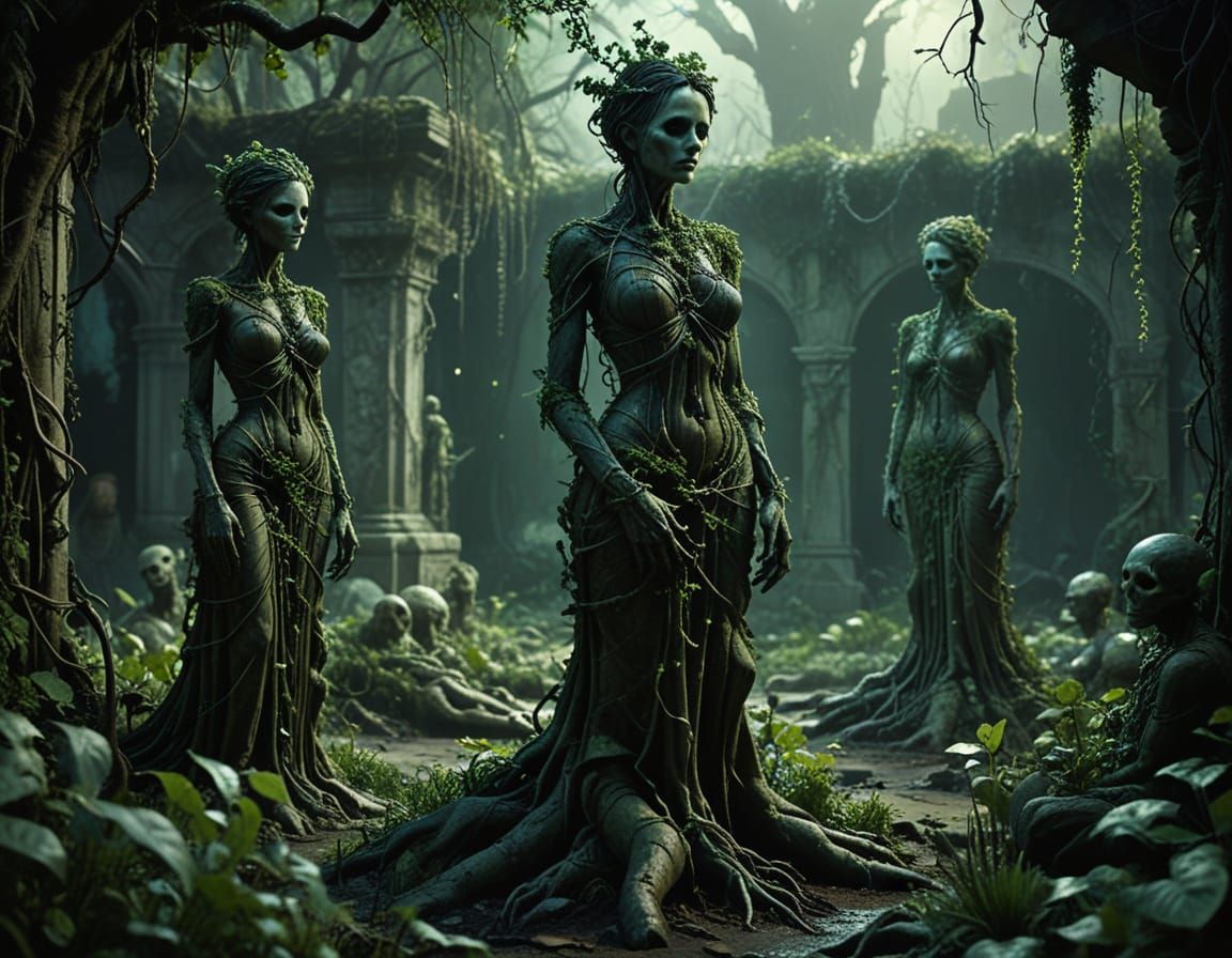 Horrorcore Garden with Eerie Green Glow