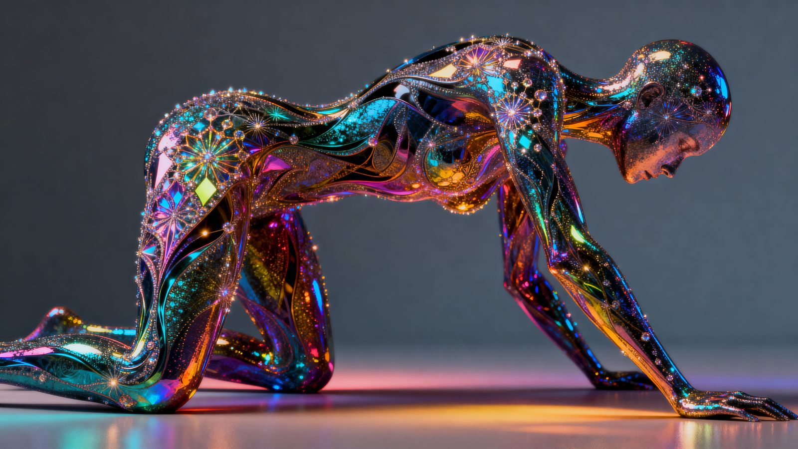 Fantastical Abstract Humanoid with Fractal Iridescence