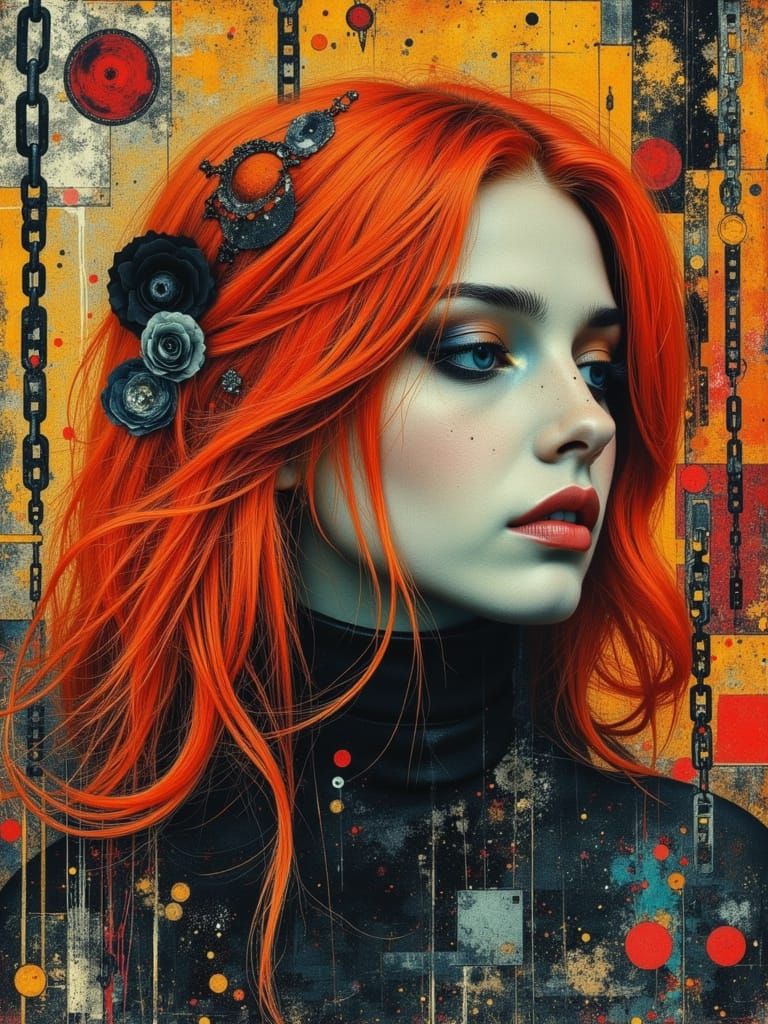 Gothic Abstract Portrait of a Melancholic Woman