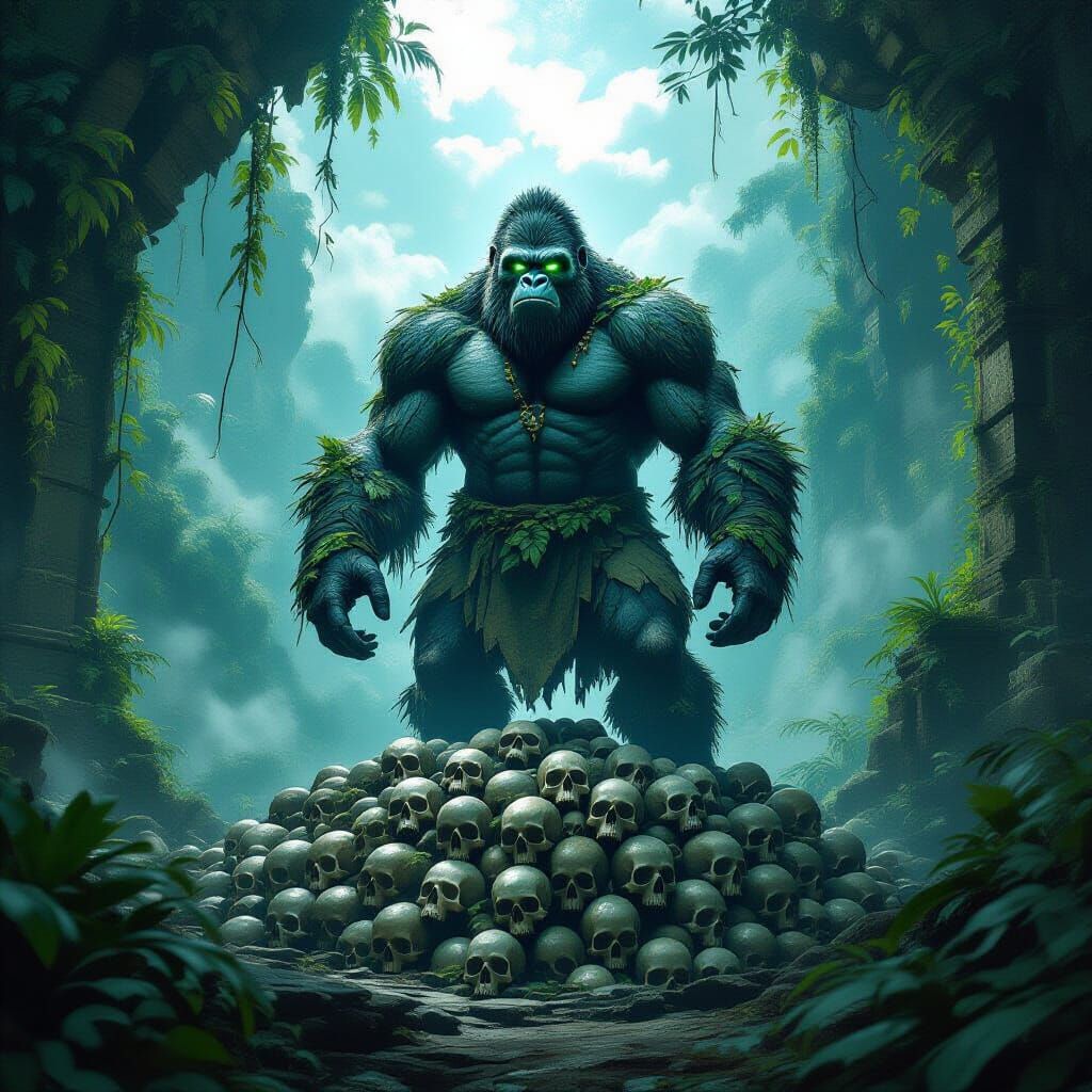 Bioluminescent Gorilla King on Skull Mountain