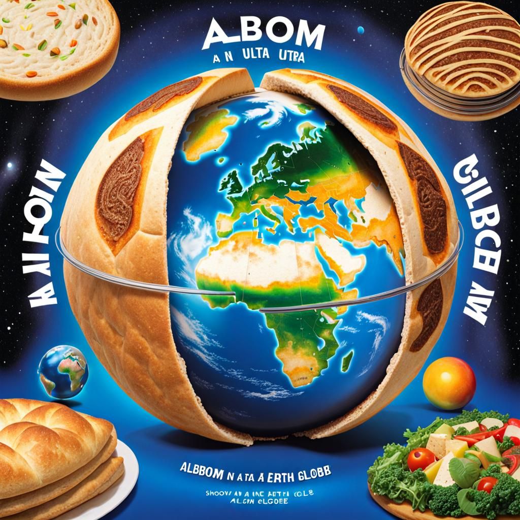Surreal Album Cover: Globe in Pita Bread